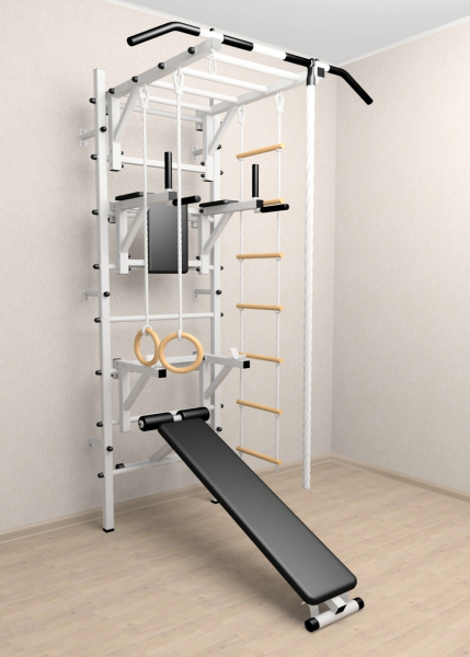 Шведская стенка Sv Sport 527 (Турник рукоход/Брусья/Стойка/Скамья/Канат/Кольца/Лестница)