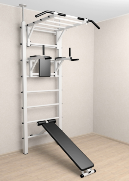 Шведская стенка Sv Sport враспор (Турник рукоход/Брусья/Скамья) (высота 275-295 см) В724