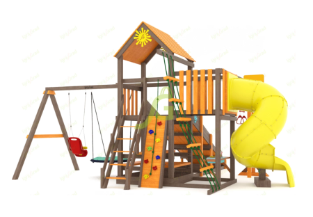 картинка Всесезонная площадка IgraGrad С с балконом и трубой SF от магазина Лазалка