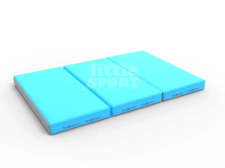 Мат кожзам LittleSport (100х150х10см) складной в 3 сложения серый\голубой