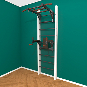 Брашированная шведская стенка "Кастерли" White ТБ (Черные ступени)