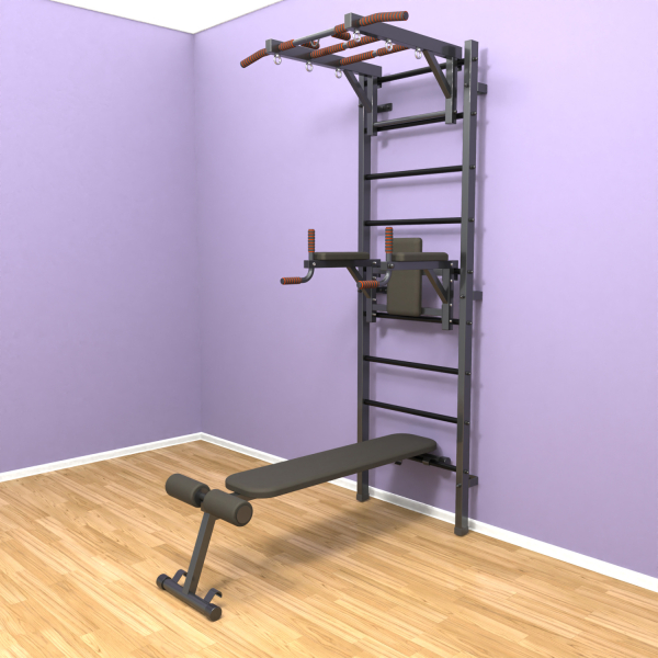 Шведская стенка «LittleSport» Л 3.0 Графит черные ступени