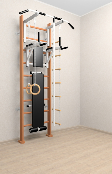 картинка Деревянная шведская стенка Sv Sport 906о (Турник стандарт/Брусья/Скамья/Канат/Кольца/Лестница) от магазина Лазалка