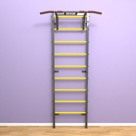 Шведская стенка "LittleSport" ПУ Графит желтые ступени