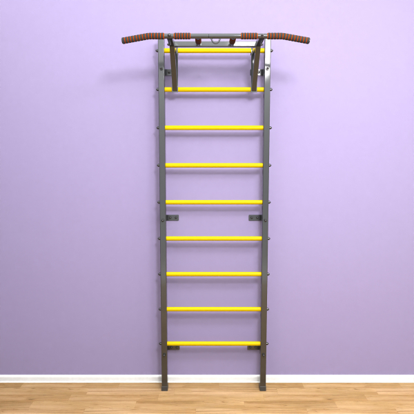 Шведская стенка "LittleSport" ПУ Графит желтые ступени