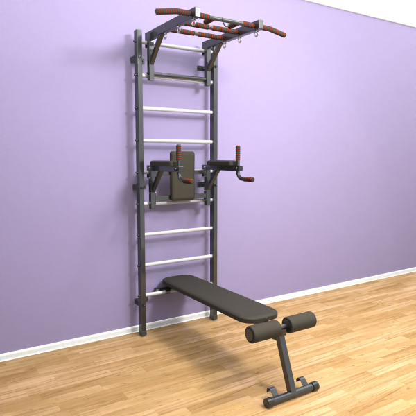 Шведская стенка «LittleSport» Л 3.0 Графит белые ступени