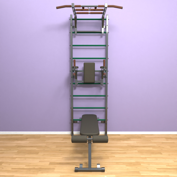 Шведская стенка «LittleSport» Л 3.0 Графит зеленые ступени