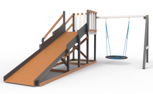 Детская площадка - деревянная горка  Пикник "Зима №2" Ультра с качелями "Гнездо"