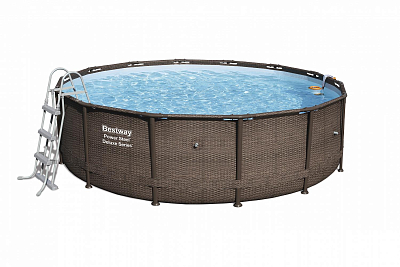 Каркасный бассейн Power Steel Deluxe 427х107см, 13030л, подвесной фил.-насос, лестница, тент, Bestway, 56664 BW