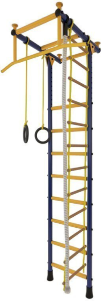 Детский спортивный уголок ДСК "Лидер-1" Г-образный (Синий/Жёлтый, до 3,2 м., Широкий хват, ПВХ, ПВХ)