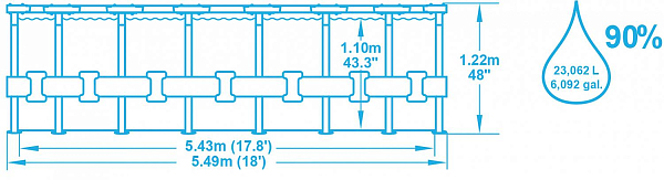 картинка Каркасный бассейн Steel Pro 549х122 см, 23062 л, Steel Pro Max (полный комплект), Bestway, 56462 BW от магазина Лазалка