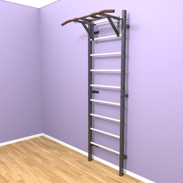 Шведская стенка «LittleSport» ПУ Графит белые ступени