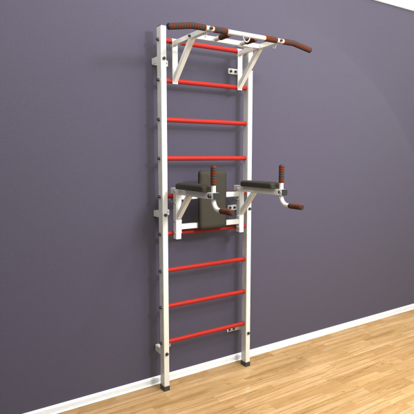 Шведская стенка «LittleSport» ПУ 2.0 Белый красные ступени