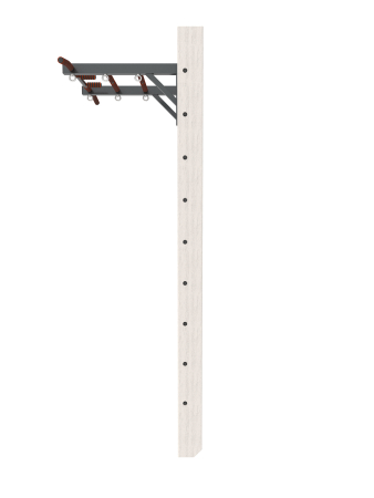 Брашированная шведская стенка "Кастерли" Белый с турником (Черные ступени)