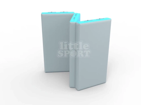 Мат кожзам LittleSport (100х150х10см) складной в 3 сложения серый\голубой