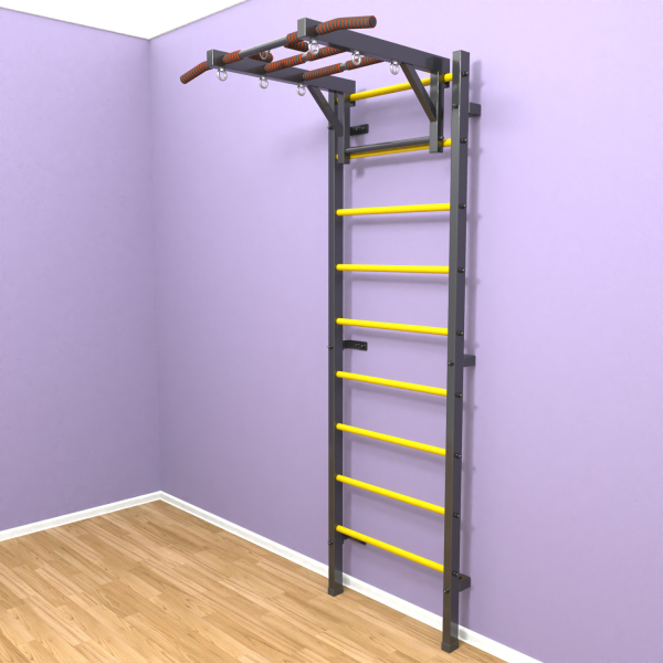 Шведская стенка «LittleSport» Л Графит желтые ступени