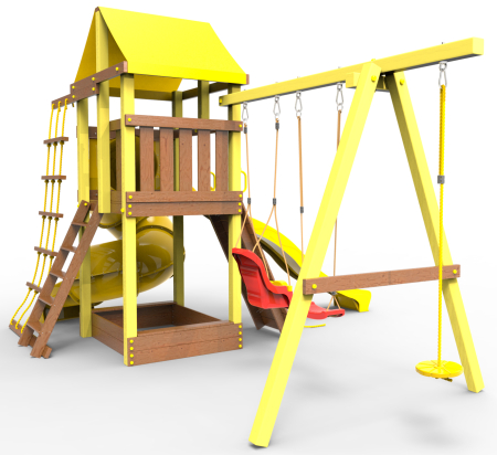 картинка Детская игровая площадка Пикник  "Элит" с винтовой трубой (желтый) от магазина Лазалка