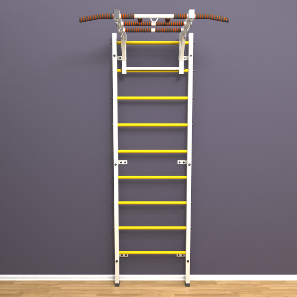 картинка Шведская стенка «LittleSport» Л Белый желтые ступени от магазина Лазалка