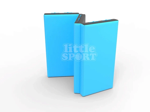 картинка Мат кожзам LittleSport (100х150х10см) складной в 3 сложения черный/голубой от магазина Лазалка