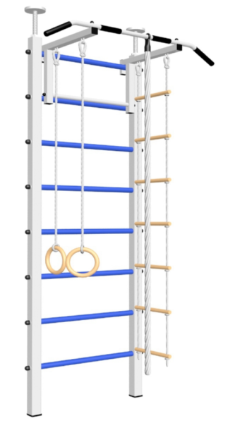 Шведская стенка Sv Sport враспор (Турник стандарт/Канат/Кольца/Лестница) (высота 275-295см) В702