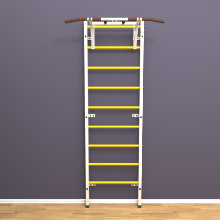 Шведская стенка «LittleSport» ПУ Белый желтые ступени