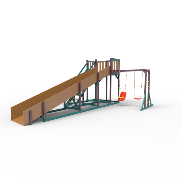 Детская площадка - деревянная горка Пикник "Зима №3" Лила с рукоходом