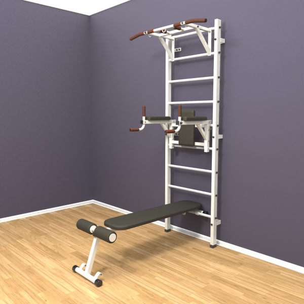 Шведская стенка «LittleSport» ПУ 3.0 Белый белые ступени