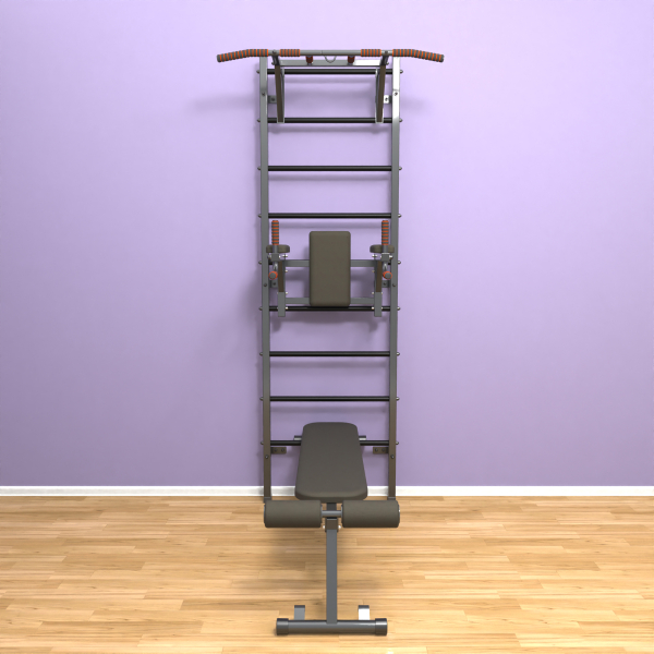 картинка Шведская стенка «LittleSport» ПУ 3.0 Графит черные ступени от магазина Лазалка