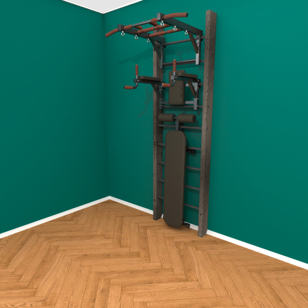 картинка Брашированная шведская стенка "Кастерли" Черный ТБС (Черные ступени) от магазина Лазалка