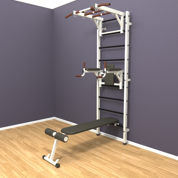 Шведская стенка «LittleSport» Л 3.0 Белый черные ступени