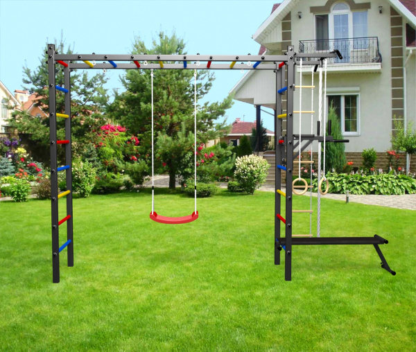 картинка Уличная шведская стенка Sv Sport рукоход У518 (Турник/Брусья/Скамья/"Лодочка"/Канат/кольца/лестница) от магазина Лазалка