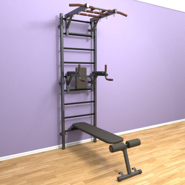 Шведская стенка «LittleSport» Л 3.0 Графит черные ступени