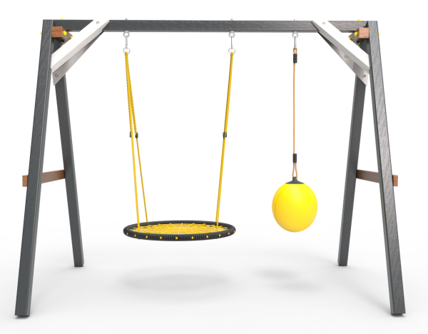 Деревянные качели Пикник 2 "Ультра" (качели гнездо 1м + качели шар)