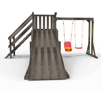 Детская площадка - деревянная горка  Пикник "Зима №2" Блэк с рукоходом