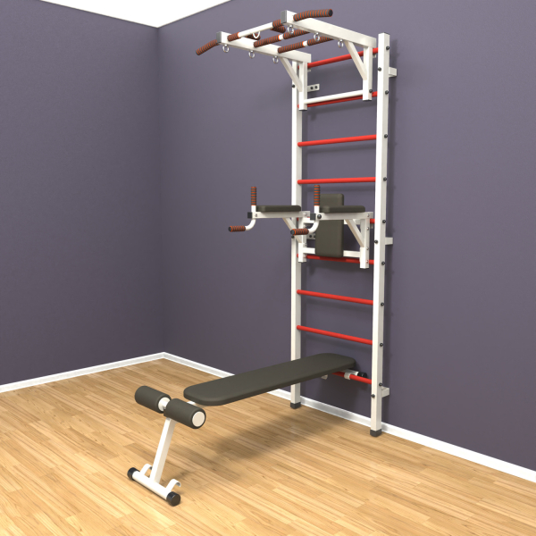 Шведская стенка «LittleSport» Л 3.0 Белый красные ступени