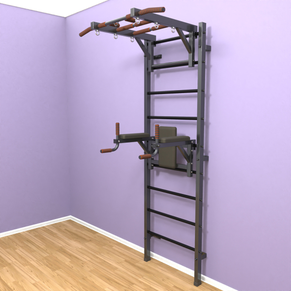 Шведская стенка «LittleSport» Л 2.0 Графит черные ступени